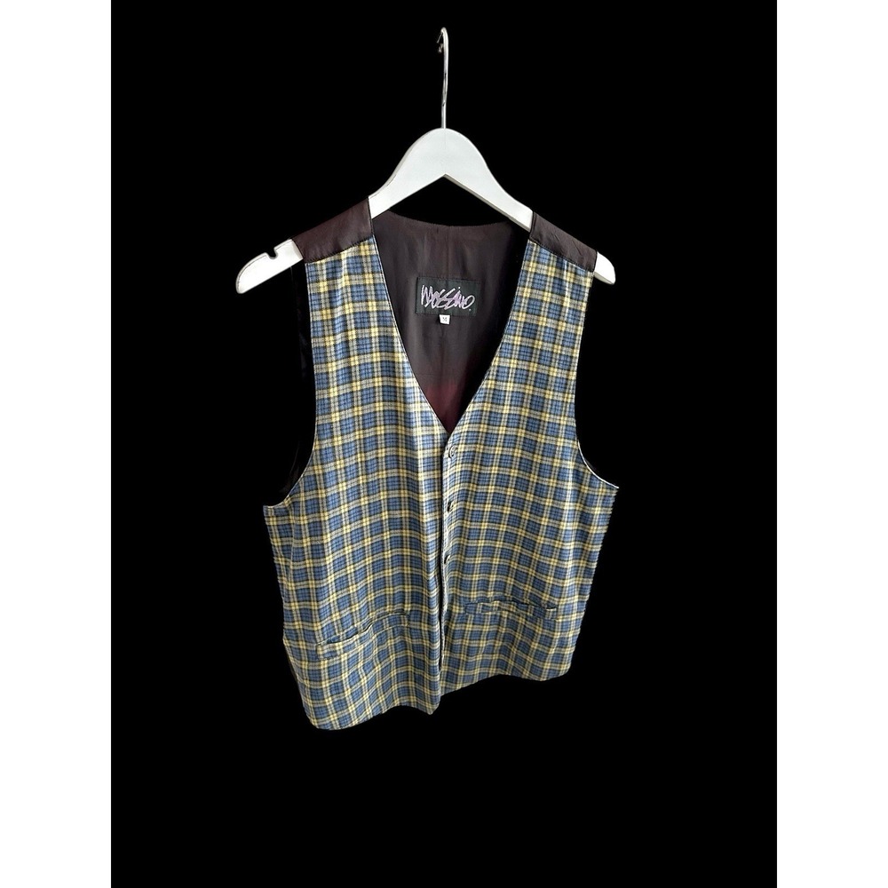 Vintage Mossimo Checkered‎ Vest sleeveless 1990s Sz Medium Blue Yellow